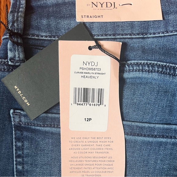 NWT! NYDJ Curves360 / Curve Shaper Marilyn Straight Jeans • “Heavenly”, Size 12P - Picture 5 of 16